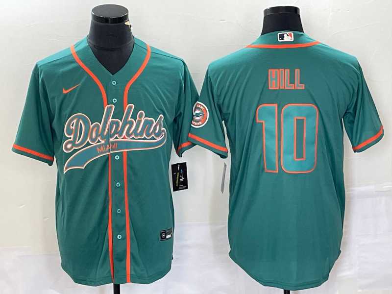 Men's Miami Dolphins #10 Tyreek Hill Aqua Cool Base Stitched Baseball Jersey,We sell and wholesale Men's Miami Dolphins #10 Tyreek Hill Aqua Cool Base Stitched Baseball Jersey on line form chian!